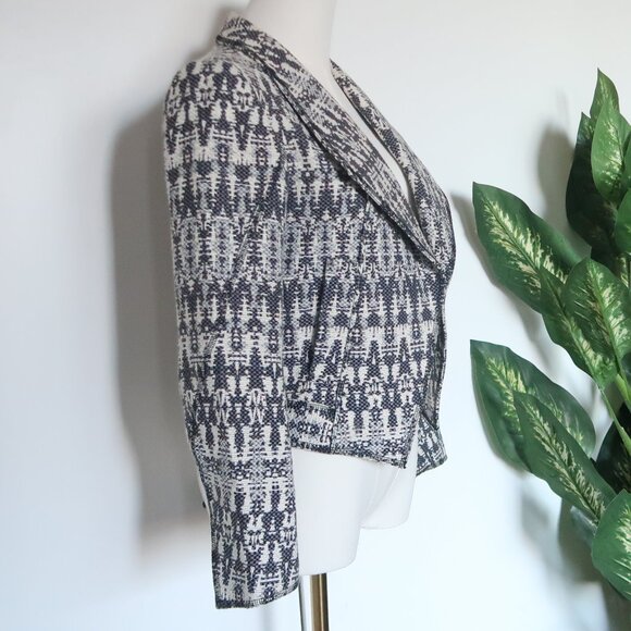 Derek Lam 10 Crosby Tweed Cropped Open-Front Long Sleeve Cutout Jacket Blazer 0 - Picture 6 of 13